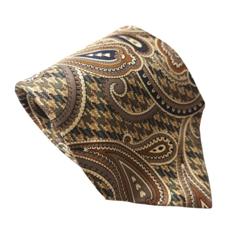 Pierre Cardin Men's Tie Beige All‎ Silk Classic Paisley Made In USA